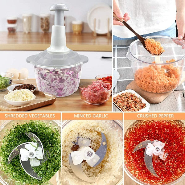 manual chopper 1500ML Vegetable cutter speedy chopper with 3 stainless steel blades Hand press